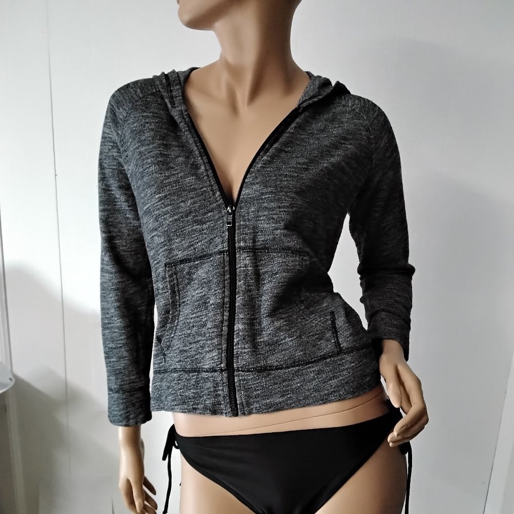 Old Navy Hoodie XL Xtra Large Junior Gray Front Pockets Zip *005